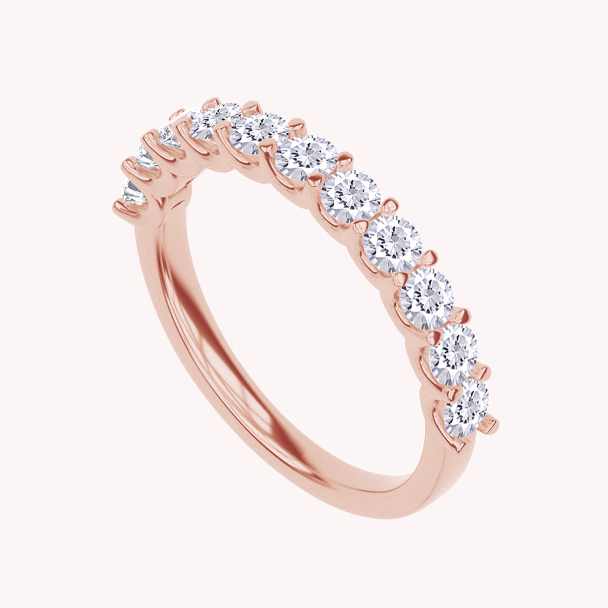 Round Shape Lab Created Moissanite Half Eternity Ring