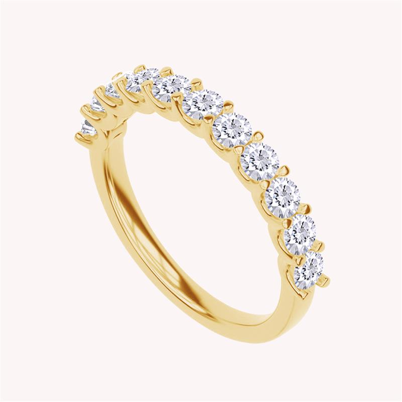 Round Shape Lab Created Moissanite Half Eternity Ring