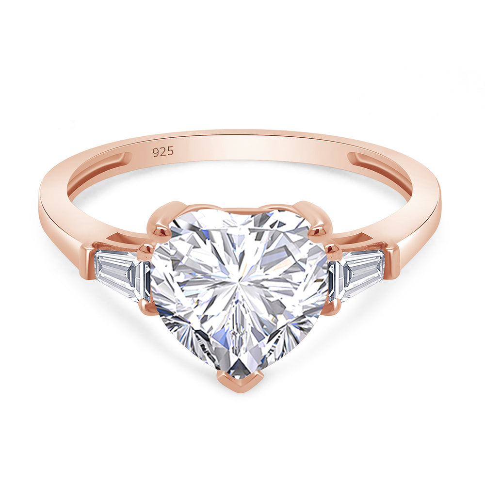 
                      
                        2 Carat Heart & Tapered Baguette Cut Lab Created Moissanite Diamond Promise Ring In 925 Sterling Silver
                      
                    