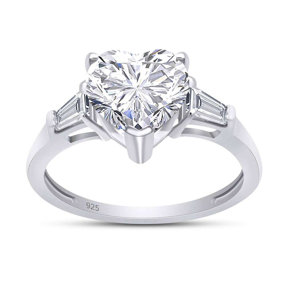 
                      
                        2 Carat Heart & Tapered Baguette Cut Lab Created Moissanite Diamond Promise Ring In 925 Sterling Silver
                      
                    