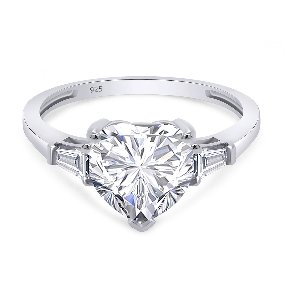 
                      
                        2 Carat Heart & Tapered Baguette Cut Lab Created Moissanite Diamond Promise Ring In 925 Sterling Silver
                      
                    