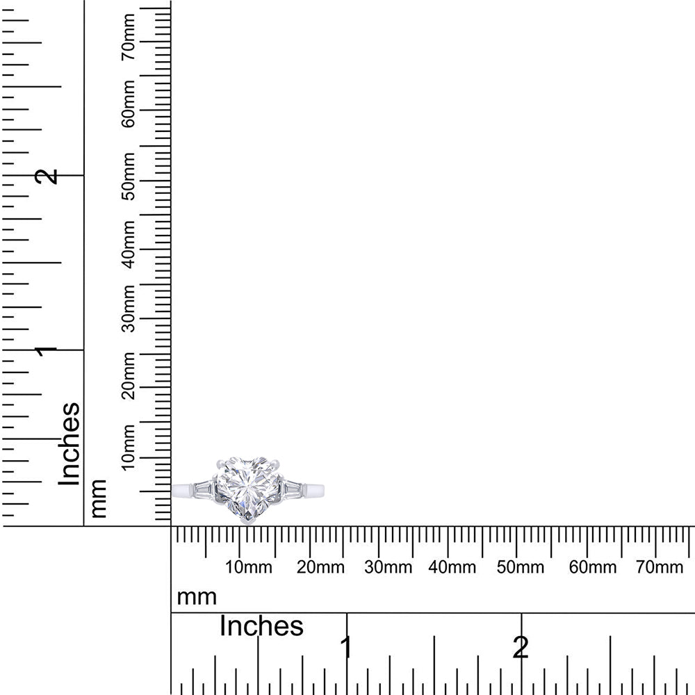 
                      
                        2 Carat Heart & Tapered Baguette Cut Lab Created Moissanite Diamond Promise Ring In 925 Sterling Silver
                      
                    