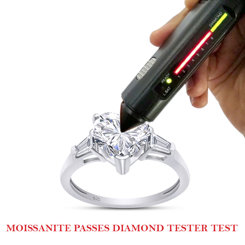 
                      
                        2 Carat Heart & Tapered Baguette Cut Lab Created Moissanite Diamond Promise Ring In 925 Sterling Silver
                      
                    