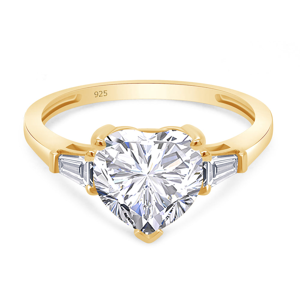 
                      
                        2 Carat Heart & Tapered Baguette Cut Lab Created Moissanite Diamond Promise Ring In 925 Sterling Silver
                      
                    