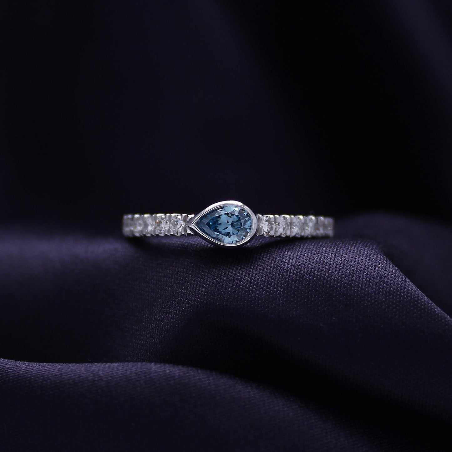EGL Certified Lab Grown Diamond Multi Shape/Color Bezel Set Half-Eternity Engagement Ring For Women In 10K Solid White Gold