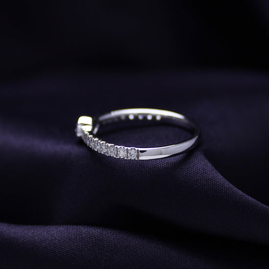 EGL Certified Lab Grown Diamond Multi Shape/Color Bezel Set Half-Eternity Engagement Ring For Women In 14K Solid White Gold