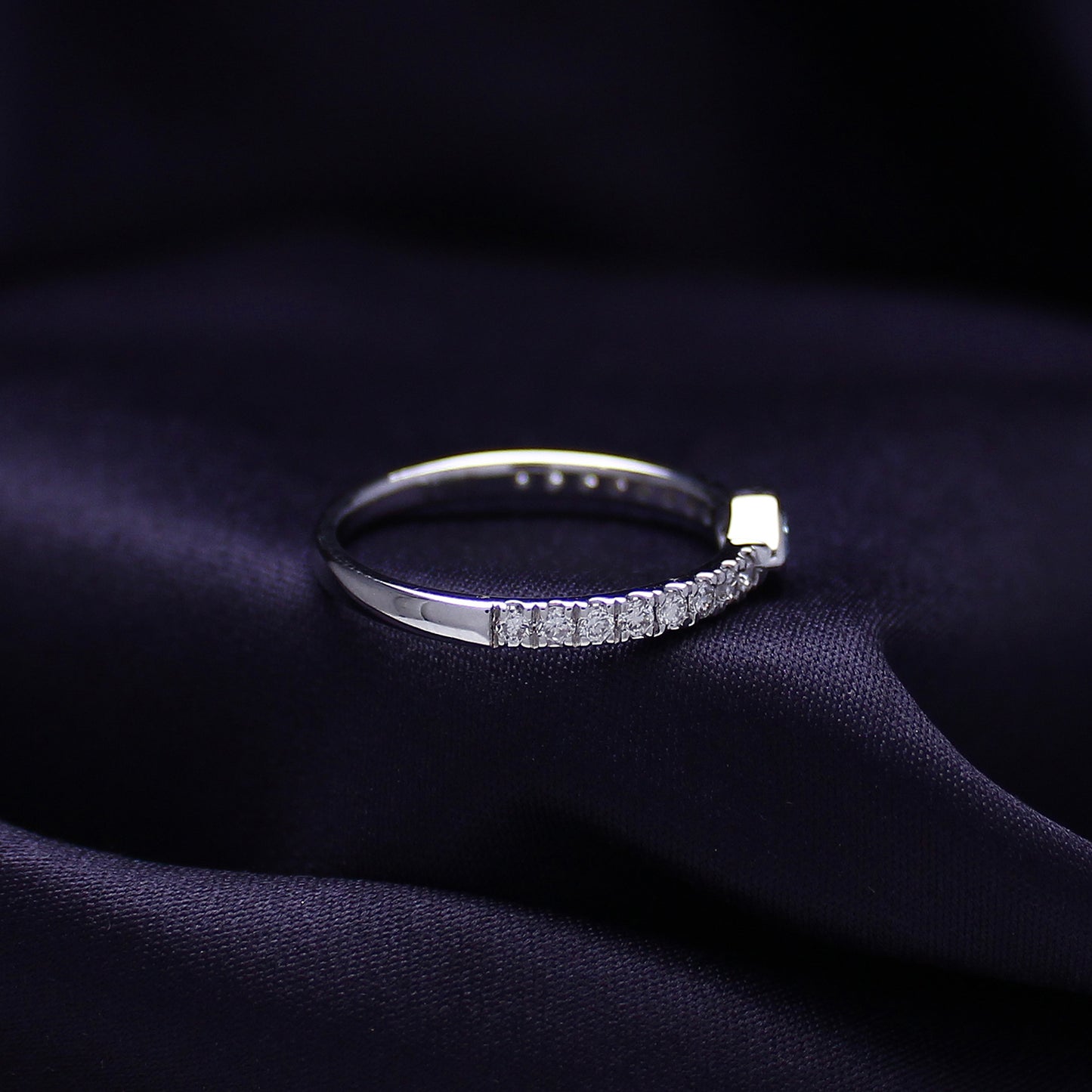 EGL Certified Lab Grown Diamond Multi Shape/Color Bezel Set Half-Eternity Engagement Ring For Women In 14K Solid White Gold