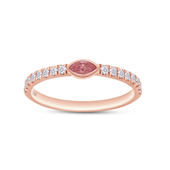 Load image into Gallery viewer, IGI Certified Lab Grown Diamond Multi Shape/Color Bezel Set Half-Eternity Engagement Ring For Women In 10K Solid Rose Gold
