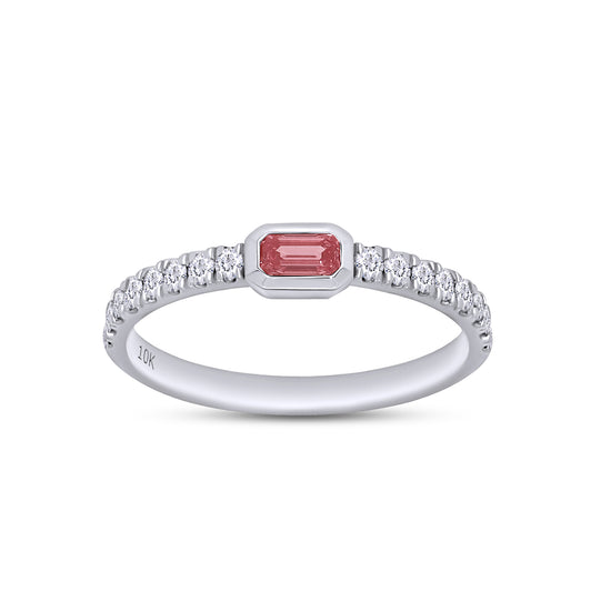 EGL Certified Lab Grown Diamond Multi Shape/Color Bezel Set Half-Eternity Engagement Ring For Women In 10K Solid White Gold