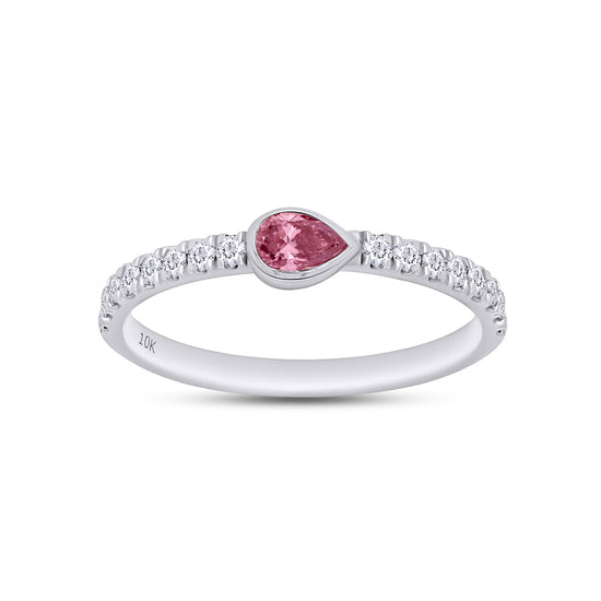 EGL Certified Lab Grown Diamond Multi Shape/Color Bezel Set Half-Eternity Engagement Ring For Women In 10K Solid White Gold