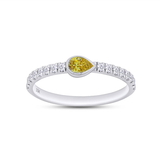 EGL Certified Lab Grown Diamond Multi Shape/Color Bezel Set Half-Eternity Engagement Ring For Women In 10K Solid White Gold