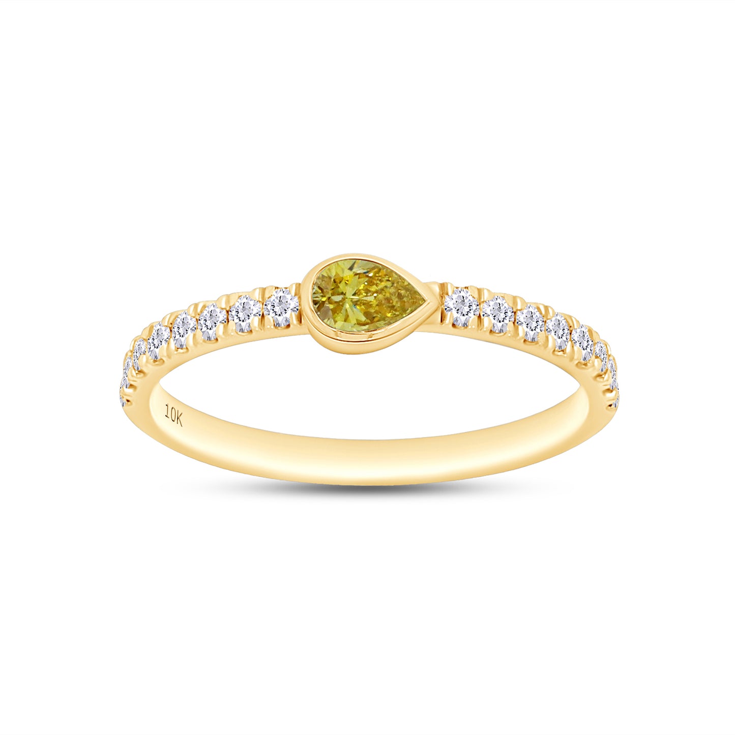 EGL Certified Lab Grown Diamond Multi Shape/Color Bezel Set Half-Eternity Engagement Ring For Women In 10K Solid Yellow Gold