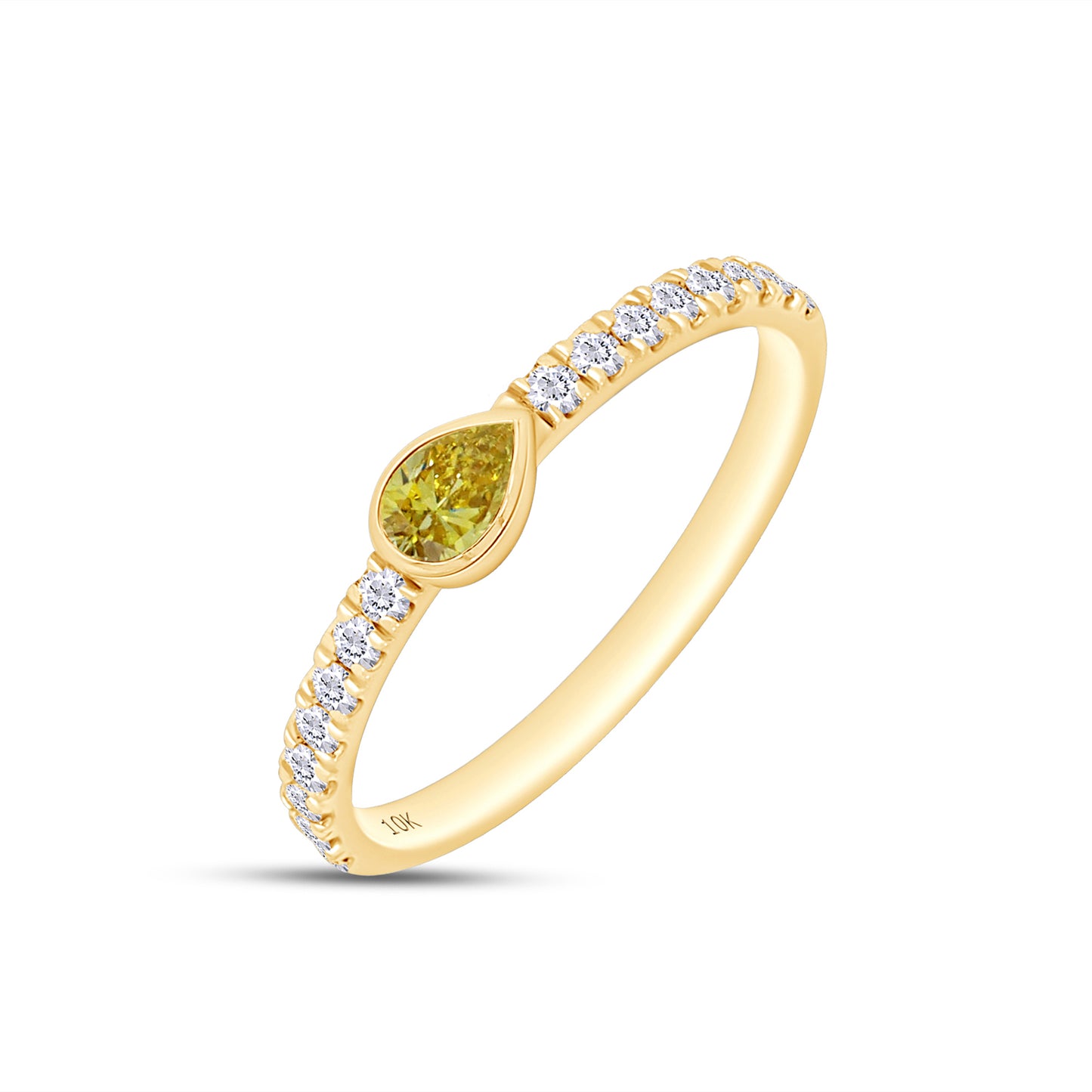 EGL Certified Lab Grown Diamond Multi Shape/Color Bezel Set Half-Eternity Engagement Ring For Women In 10K Solid Yellow Gold