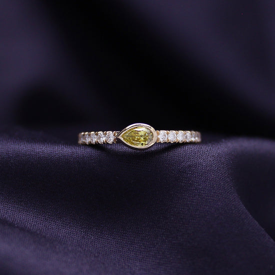 EGL Certified Lab Grown Diamond Multi Shape/Color Bezel Set Half-Eternity Engagement Ring For Women In 14K Solid Yellow Gold