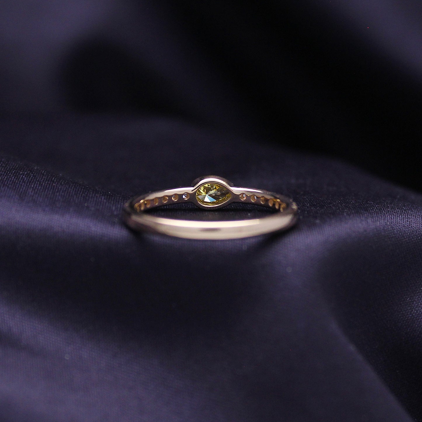 EGL Certified Lab Grown Diamond Multi Shape/Color Bezel Set Half-Eternity Engagement Ring For Women In 14K Solid Yellow Gold