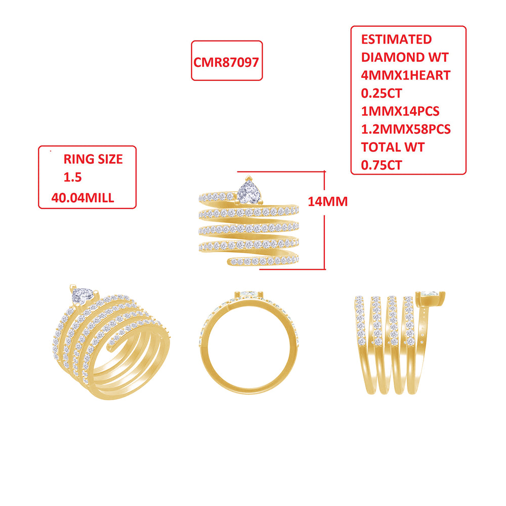 
                      
                        Open Spiral Stackable Promise Ring For Women, 0.75 Carat Heart & Round Shape Lab Grown Diamond 14MM Width Swirl Spiral Flexible Ring In 10K Solid Gold Jewelry
                      
                    