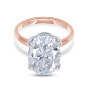 Two Tone Hidden Halo Ring In Oval Shape Solitaire Lab Created Moissanite