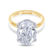 Two Tone Hidden Halo Ring In Oval Shape Solitaire Lab Created Moissanite