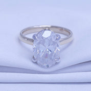 Two Tone Hidden Halo Ring In Oval Shape Solitaire Lab Created Moissanite