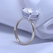 Two Tone Hidden Halo Ring In Oval Shape Solitaire Lab Created Moissanite