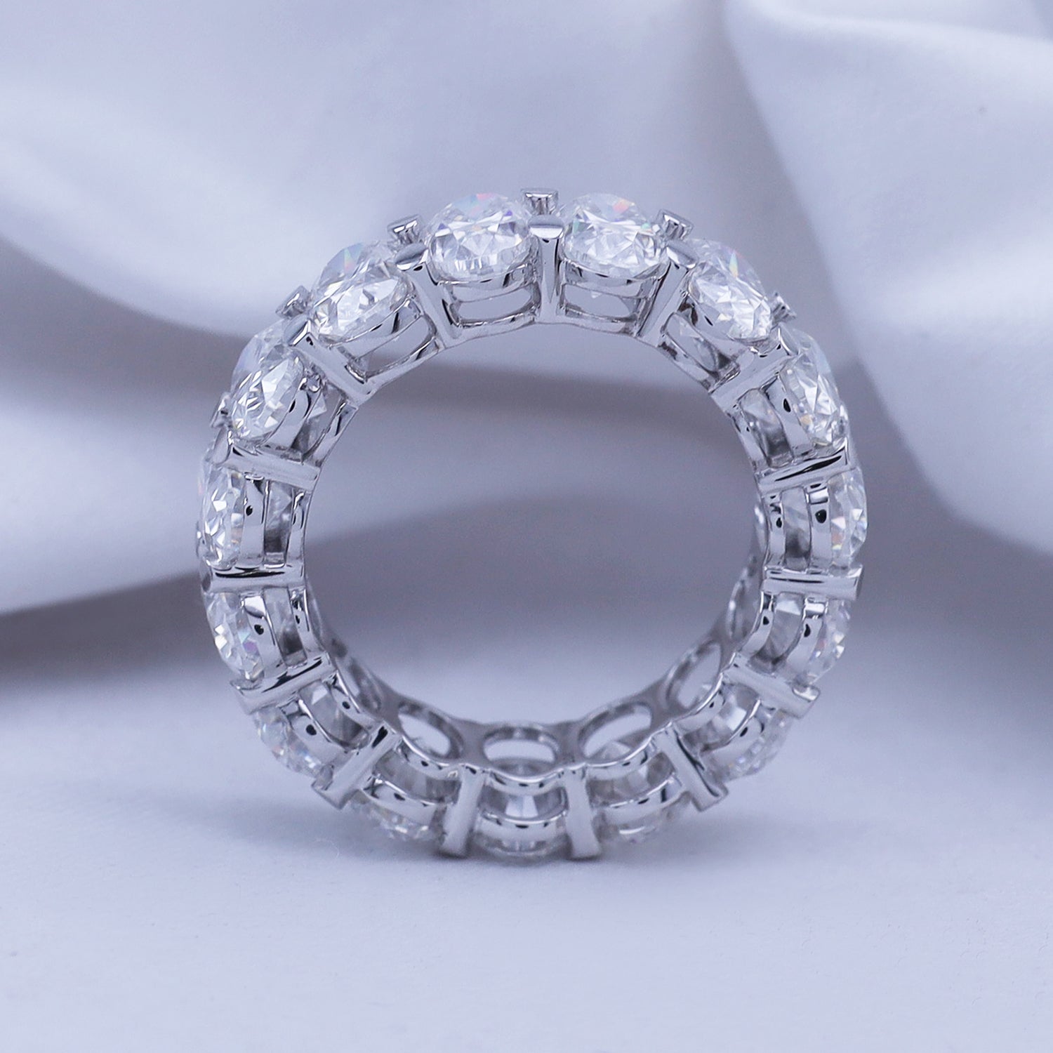 Full Eternity Oval Shape Ring In Lab Created Moissanite