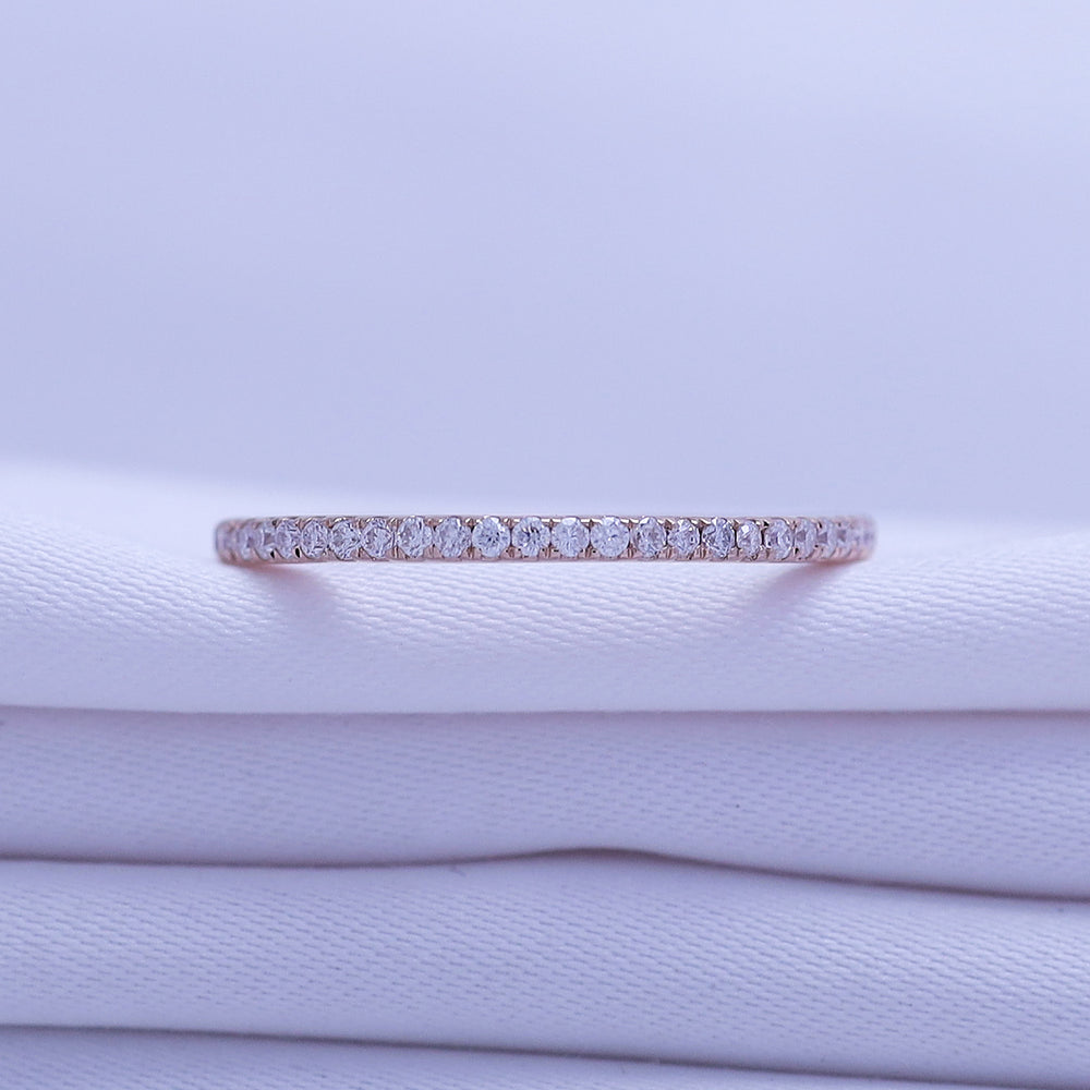 
                      
                        Semi Eternity Band Ring For Women, 0.14 Carat Round Shape Lab Created Moissanite Diamond 1.3MM Width Stackable Wedding Band Ring In 14K Solid Gold Jewelry
                      
                    