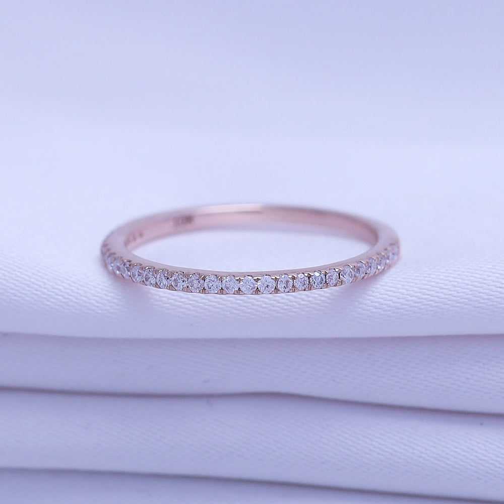 
                      
                        Semi Eternity Band Ring For Women, 0.14 Carat Round Shape Lab Created Moissanite Diamond 1.3MM Width Stackable Wedding Band Ring In 10K Solid Gold Jewelry
                      
                    