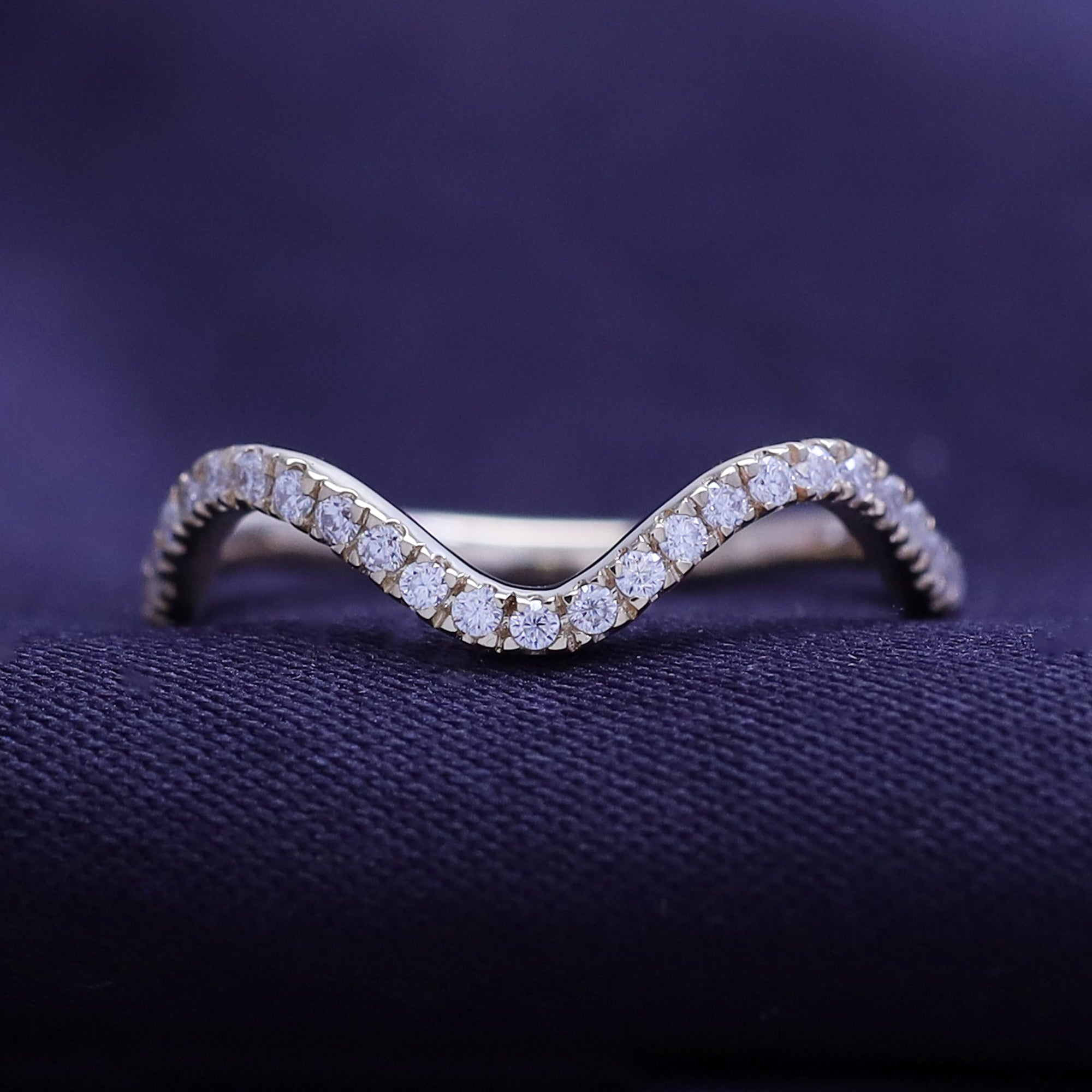 Zig Zag Lab Created Moissanite 1.3MM Width Half Eternity Ring