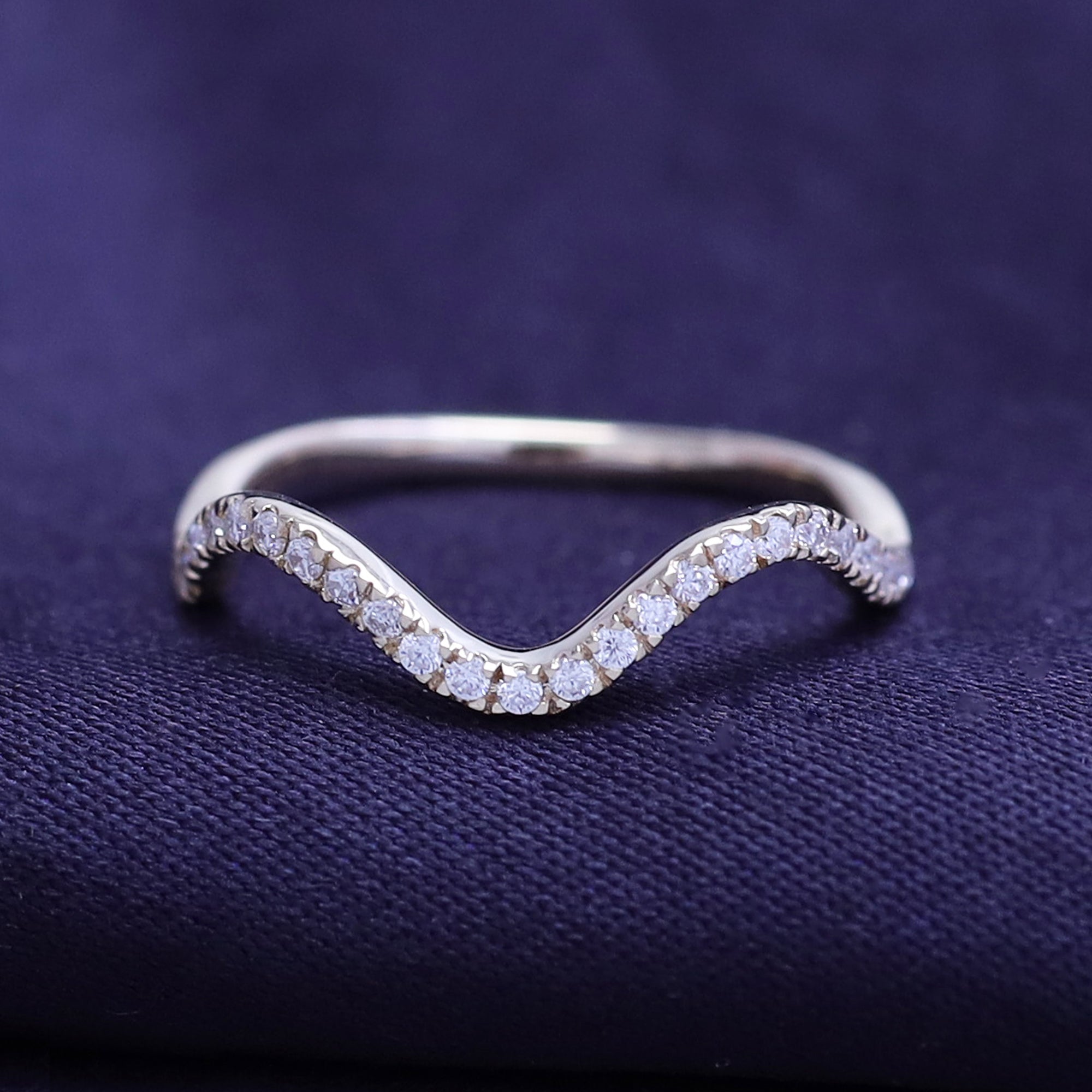 Zig Zag Lab Created Moissanite 1.3MM Width Half Eternity Ring