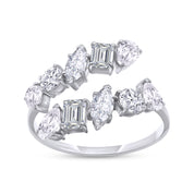 Multi-Shape Twist Ring Lab Created Moissanite Bypass Promise Ring