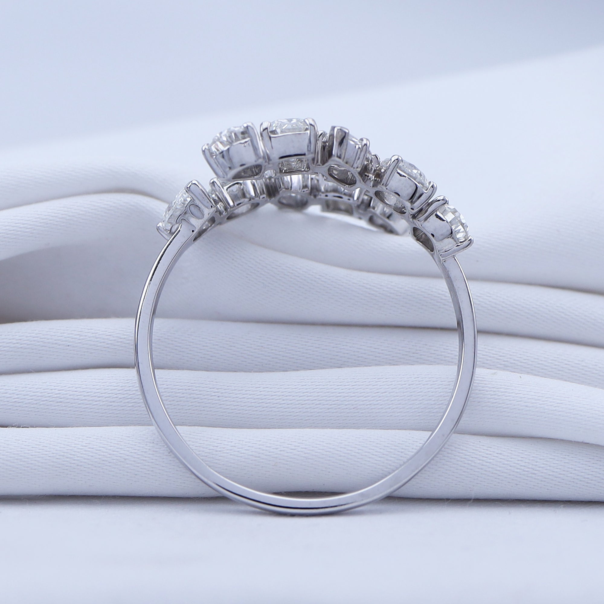 Multi-Shape Twist Ring White Cubic Zirconia Bypass Promise Ring