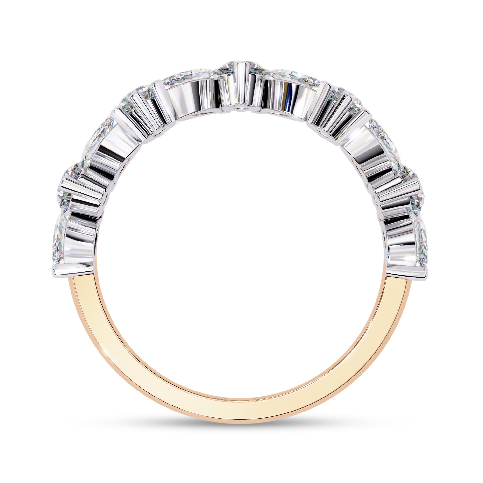 0.90 Cttw Marquise and Round Shape Diamond Anniversary Ring for Women