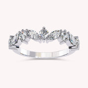 0.90 Cttw Marquise and Round Shape Diamond Anniversary Ring for Women