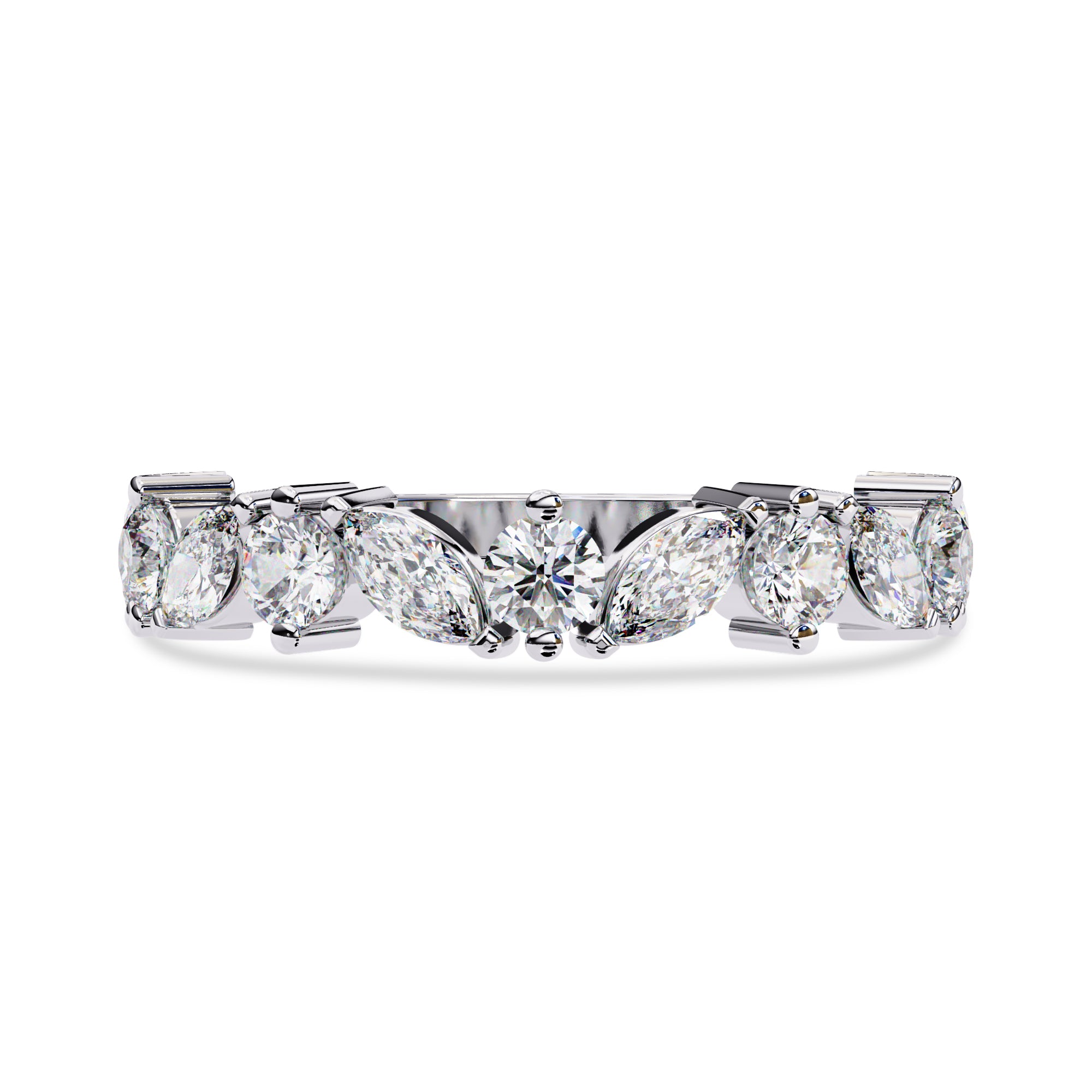 0.90 Cttw Marquise and Round Shape Diamond Anniversary Ring for Women