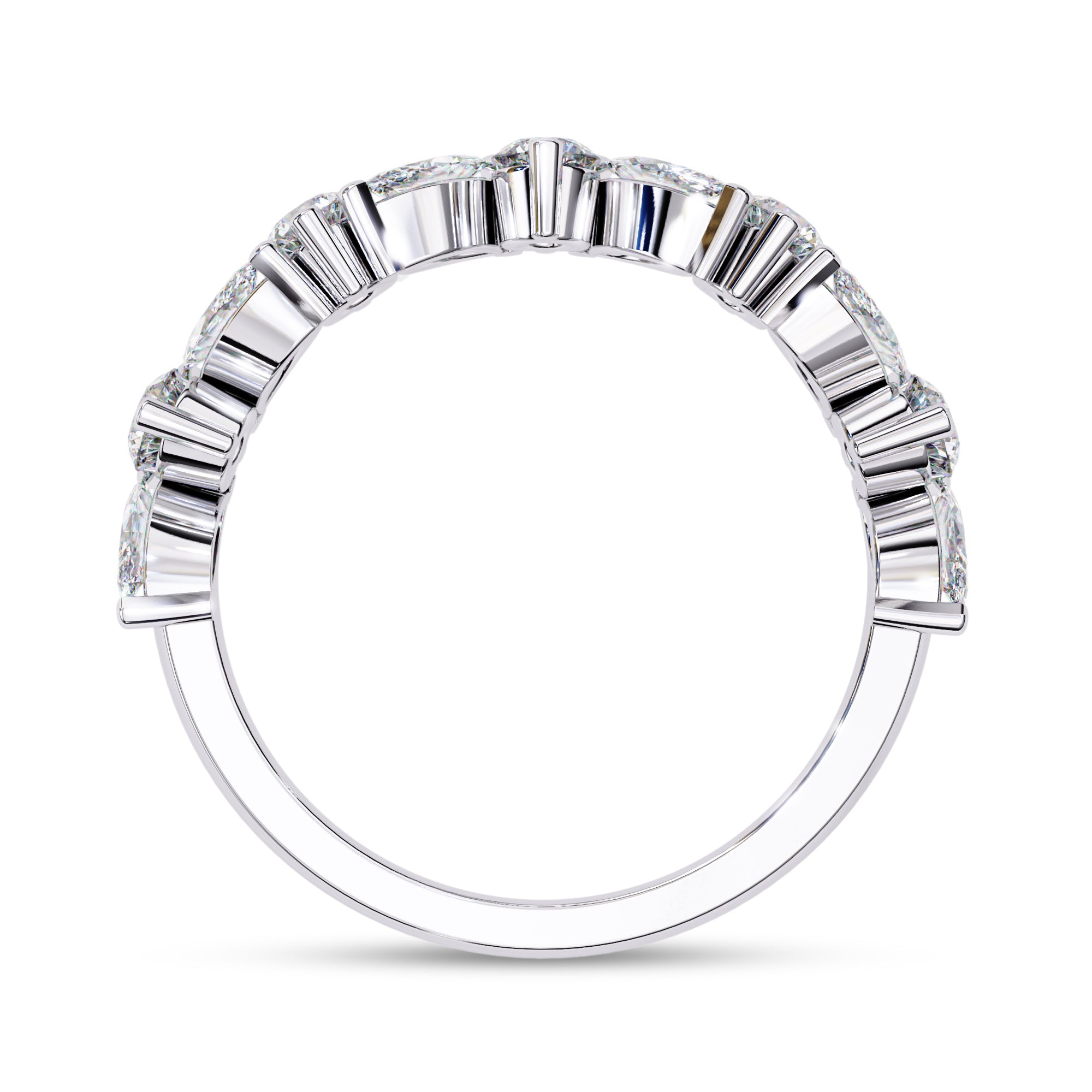 0.90 Cttw Marquise and Round Shape Diamond Anniversary Ring for Women