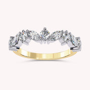 0.90 Cttw Marquise and Round Shape Diamond Anniversary Ring for Women