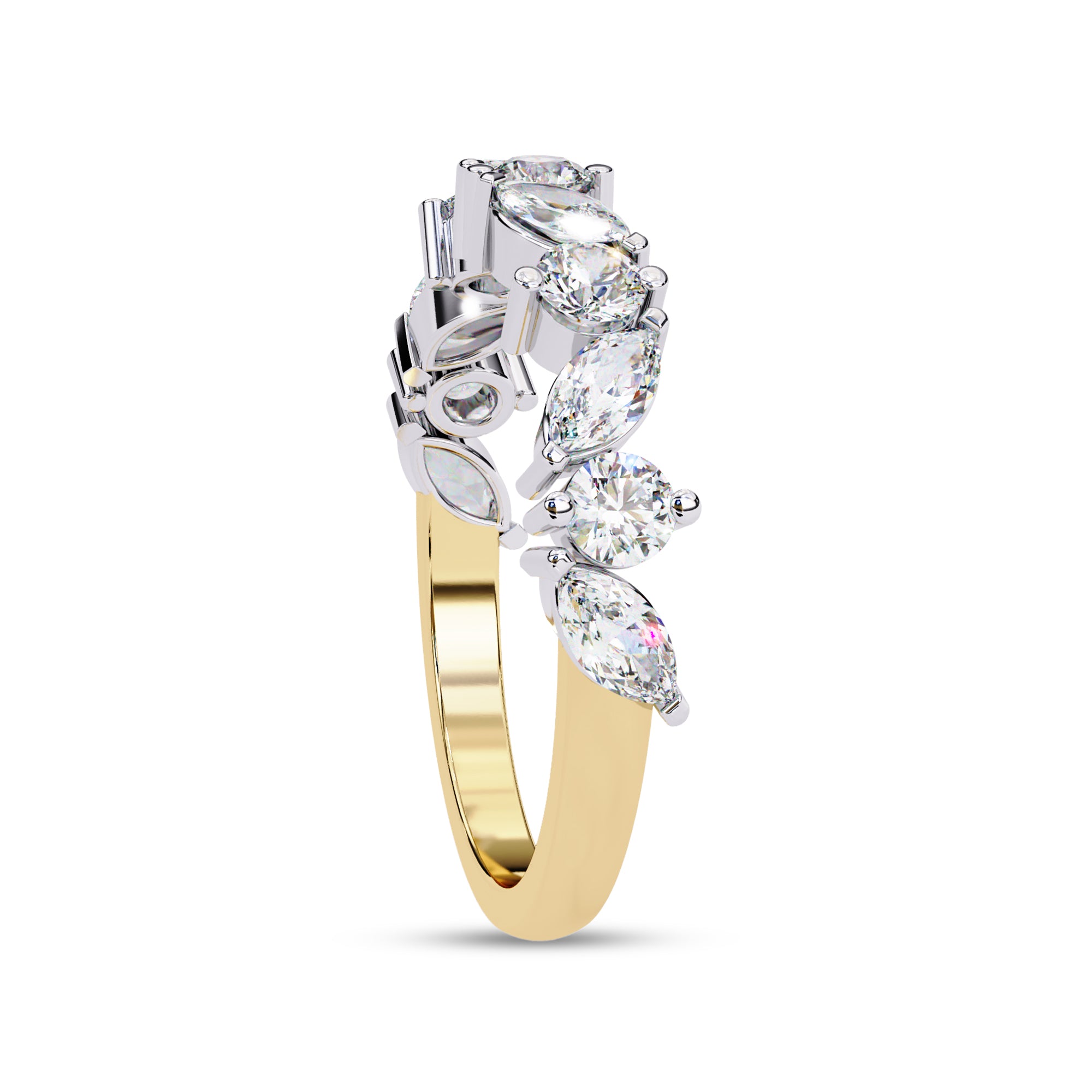 0.90 Cttw Marquise and Round Shape Diamond Anniversary Ring for Women