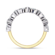 0.90 Cttw Marquise and Round Shape Diamond Anniversary Ring for Women