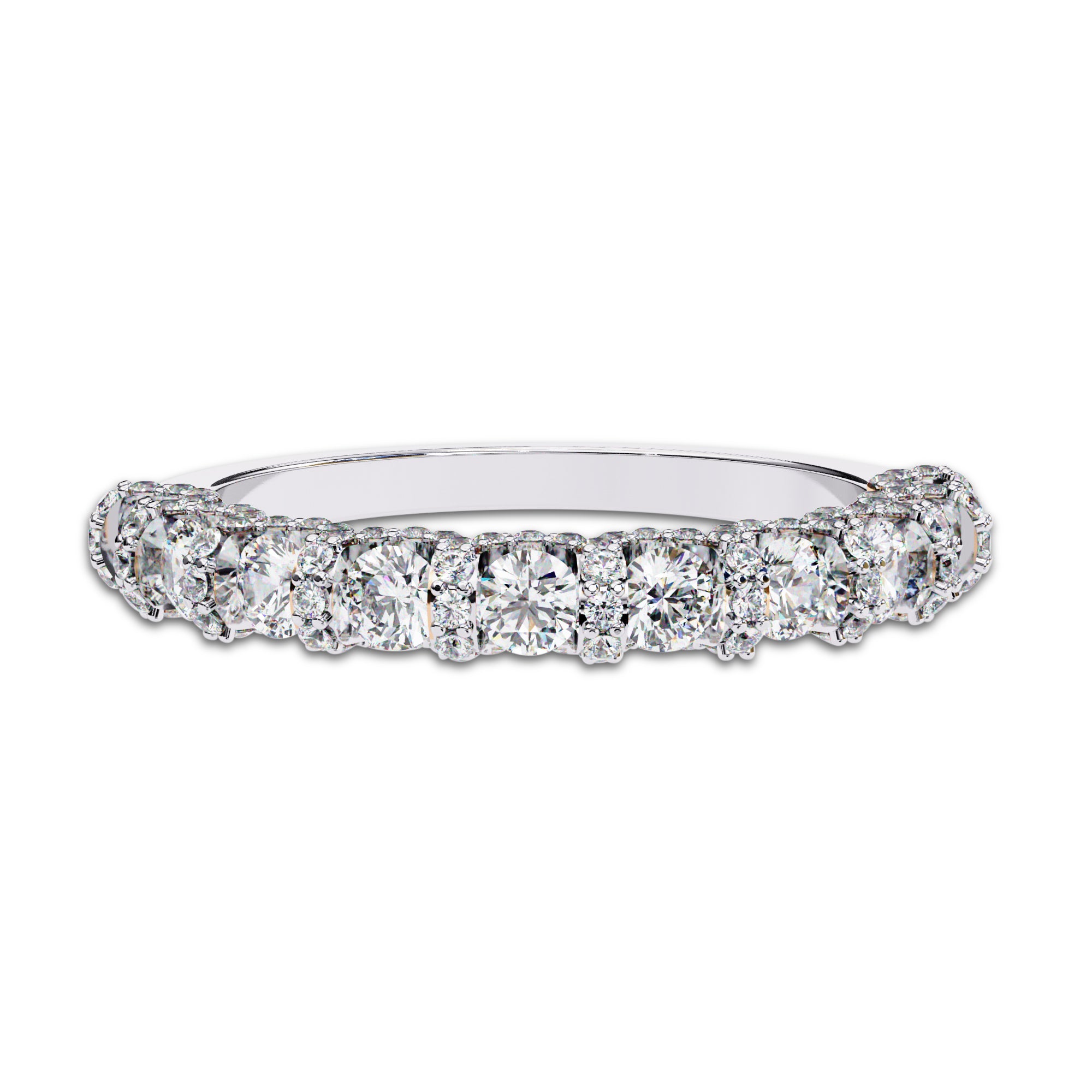 0.95 Cttw Lab Grown Diamond Half Eternity Cluster Wedding Band Rings for Women