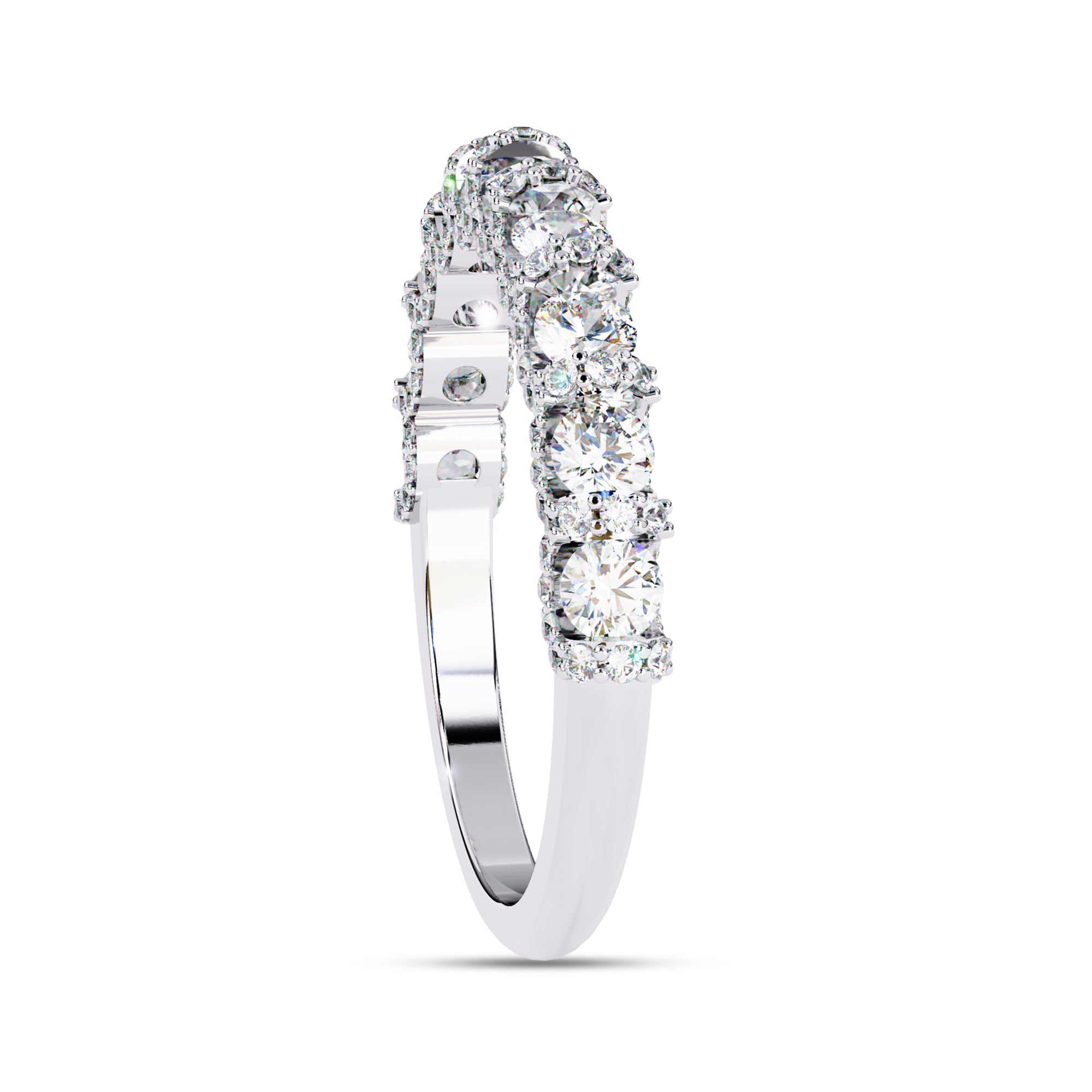 0.95 Cttw Lab Grown Diamond Half Eternity Cluster Wedding Band Rings for Women