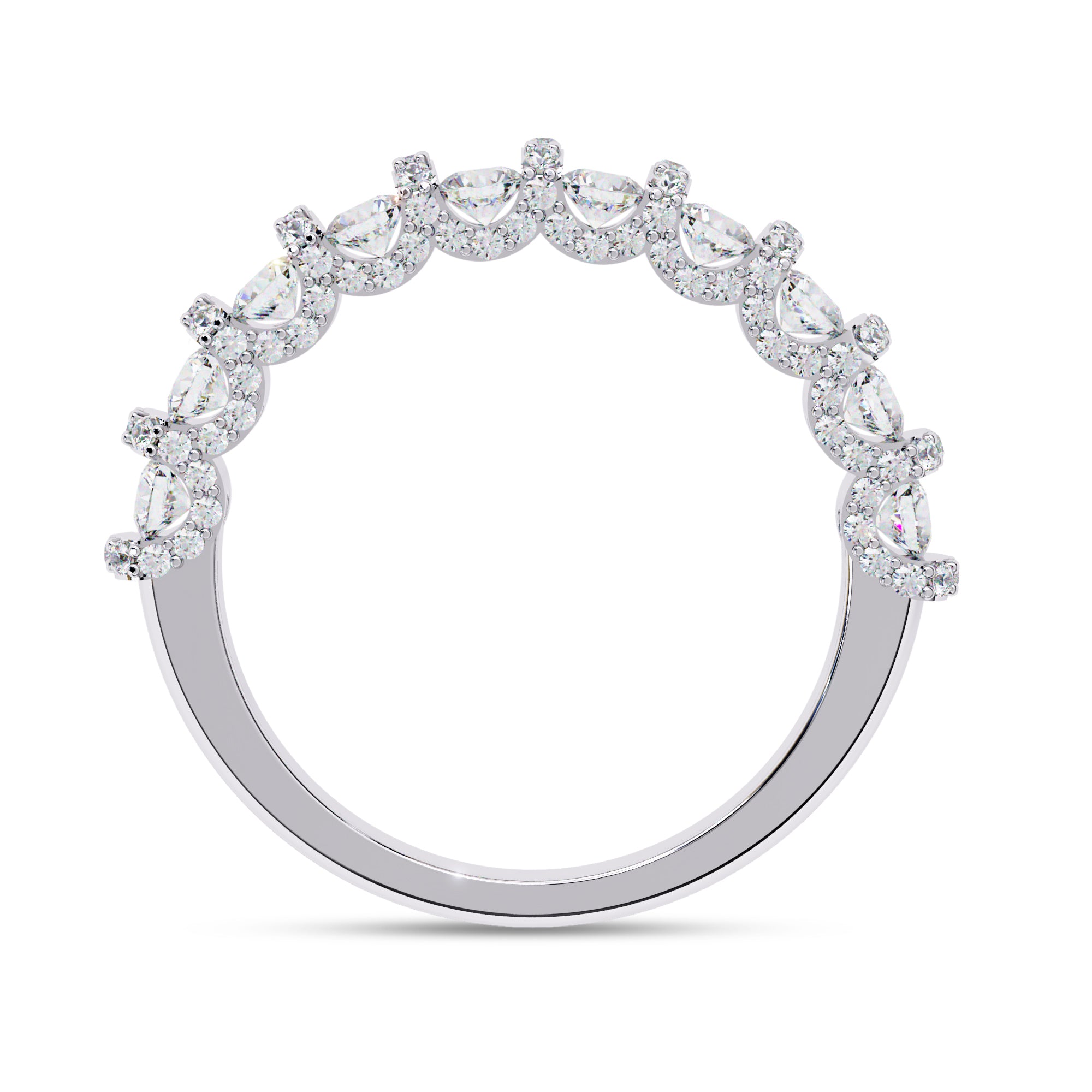 0.95 Cttw Lab Grown Diamond Half Eternity Cluster Wedding Band Rings for Women