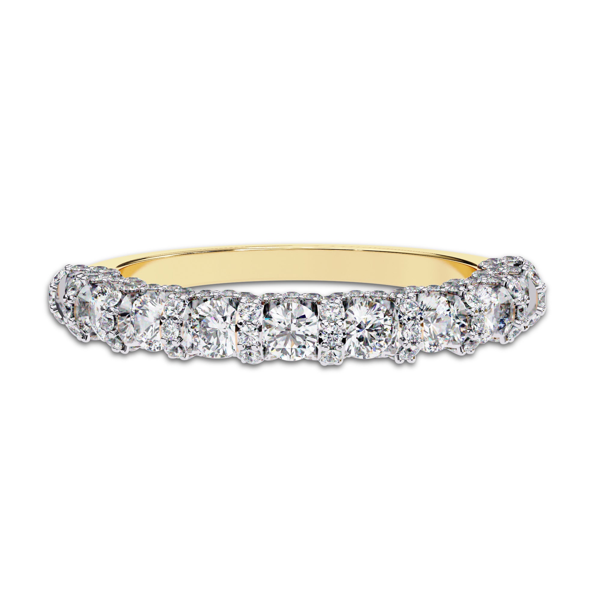 0.95 Cttw Lab Grown Diamond Half Eternity Cluster Wedding Band Rings for Women