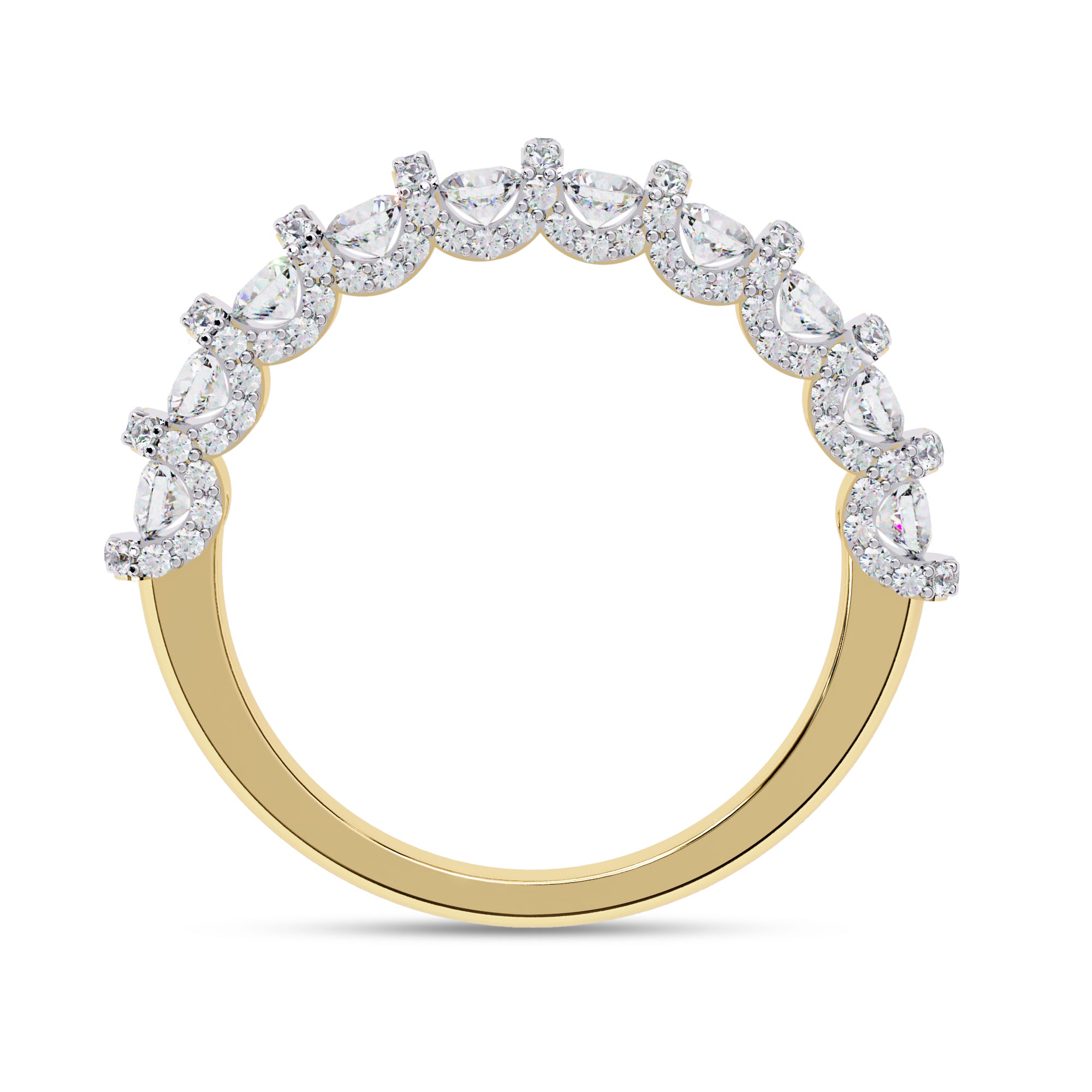 0.95 Cttw Lab Grown Diamond Half Eternity Cluster Wedding Band Rings for Women