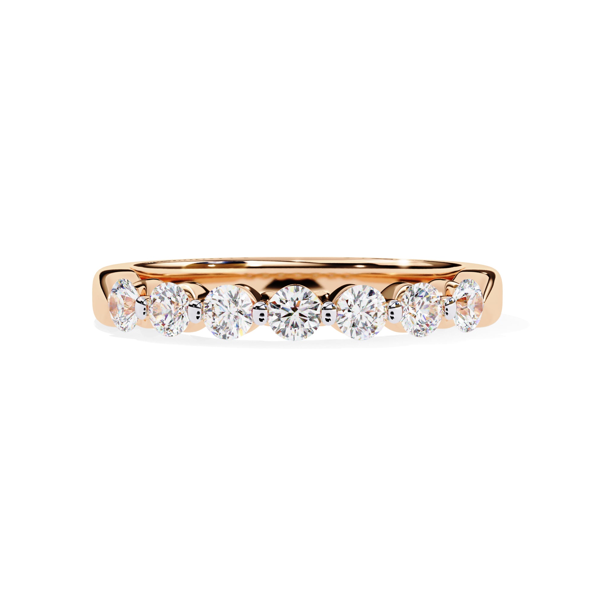 7 Stone Lab Grown Diamond Wedding Band Ring for Women