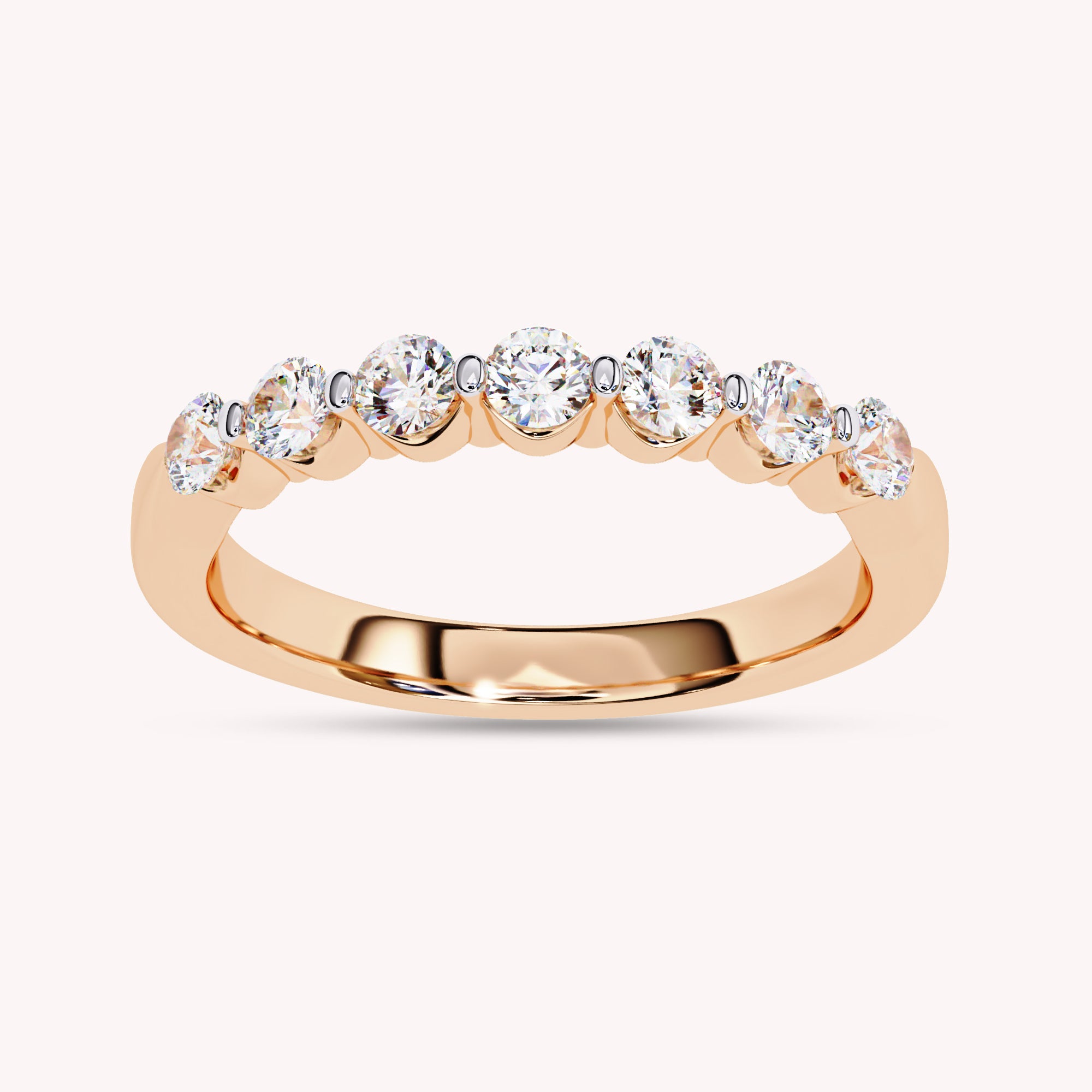 7 Stone Lab Grown Diamond Wedding Band Ring for Women