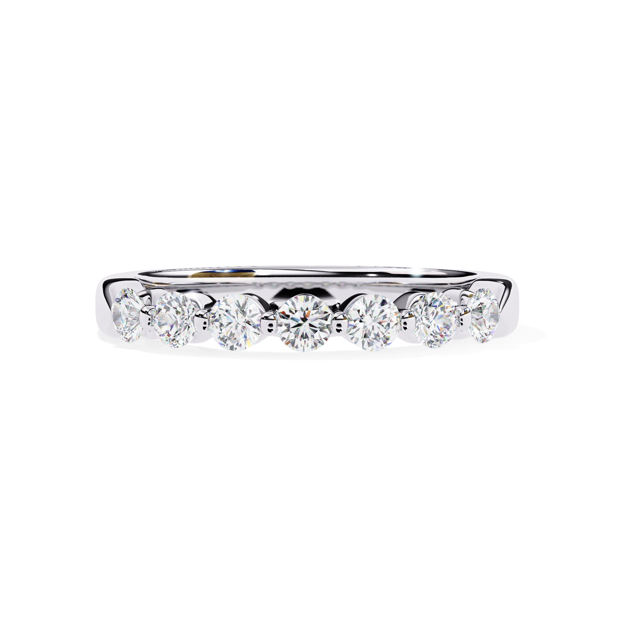 7 Stone Lab Grown Diamond Wedding Band Ring for Women