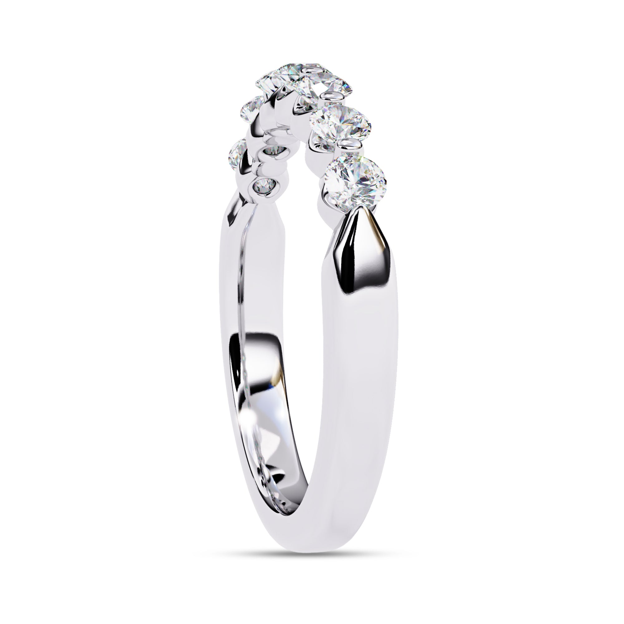 7 Stone Lab Grown Diamond Wedding Band Ring for Women