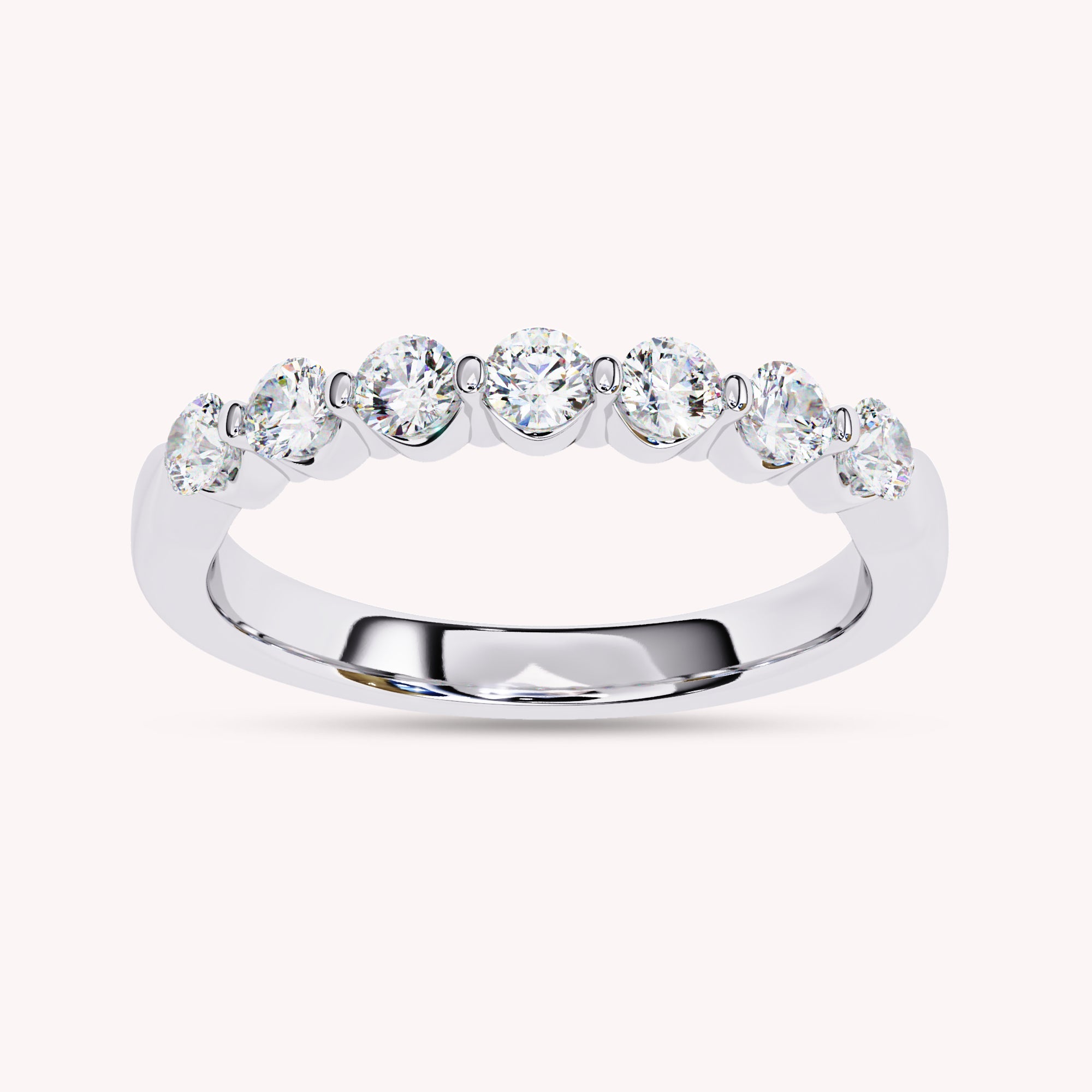 7 Stone Lab Grown Diamond Wedding Band Ring for Women