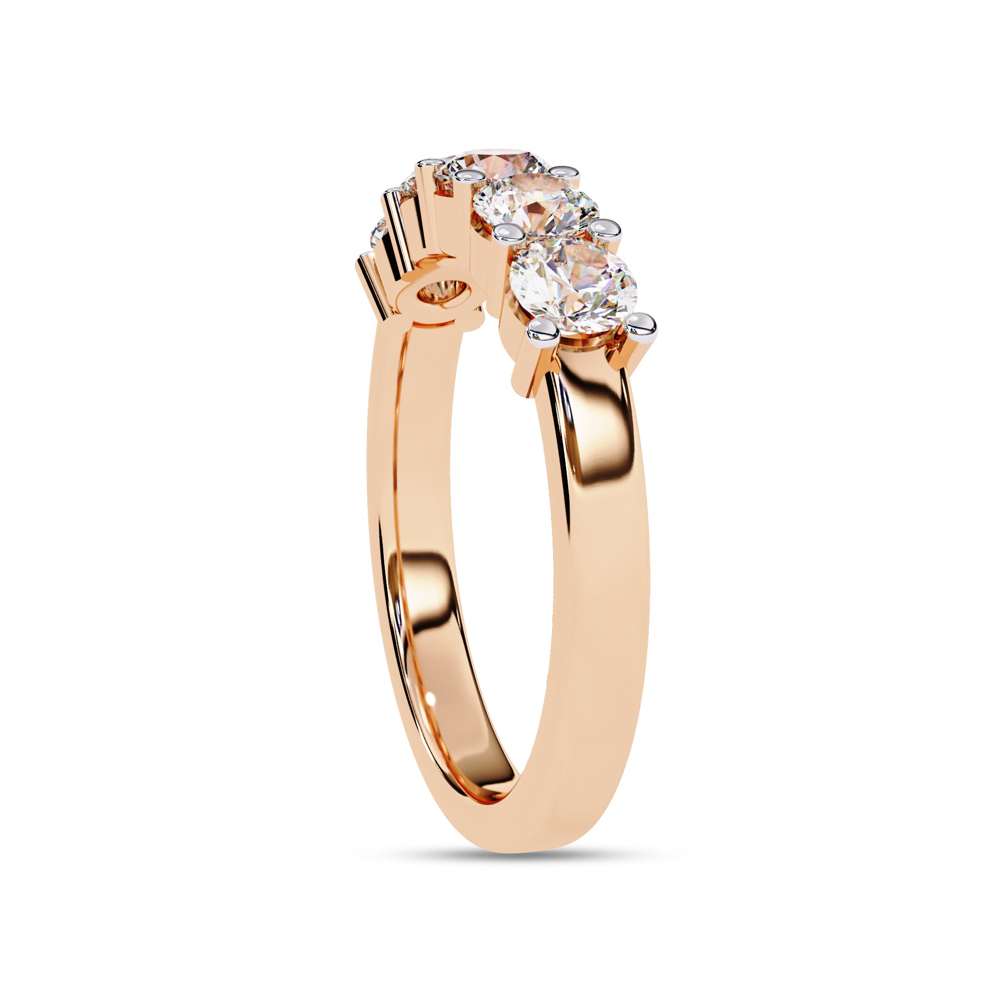 Lab Grown Diamond 5 Stone Wedding Band Rings for Women