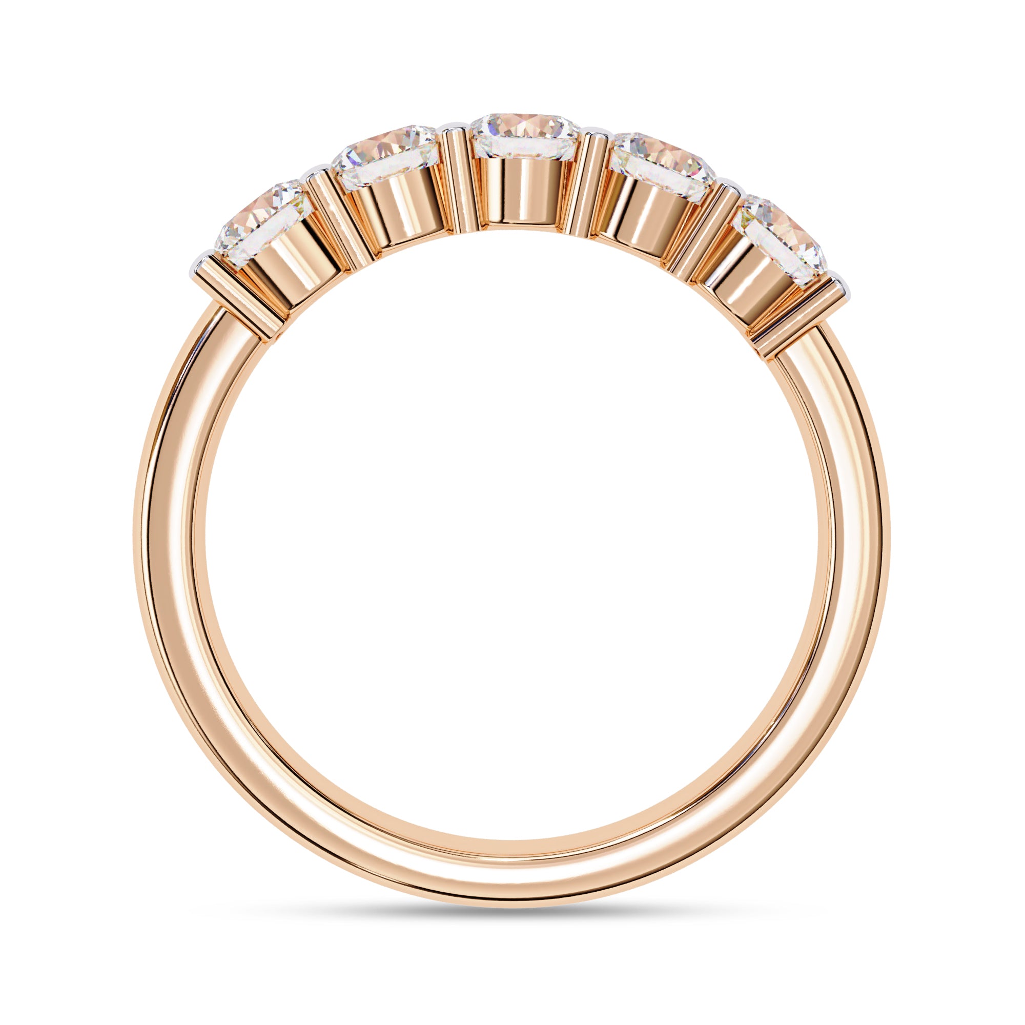Lab Grown Diamond 5 Stone Wedding Band Rings for Women